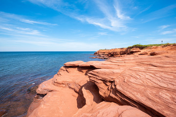 Roter Sandstein, Felsformation, Cavendish Beach, Prince Edward Island, Kanada