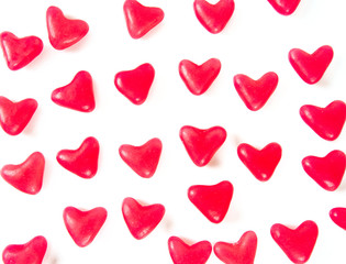 Fototapeta na wymiar heart-shaped jelly candies isolated on white