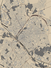 map of the city of Reims, Marne, Grand Est, France