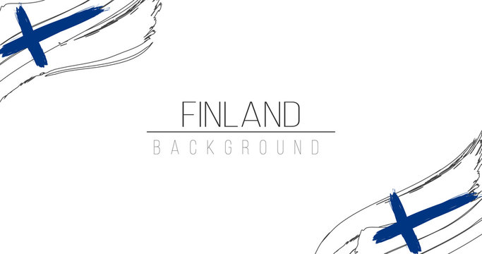 Finland flag brush style background with stripes. Stock vector illustration isolated on white background.