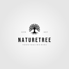 nature tree logo vintage vector illustration design