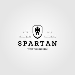 king spartan crown with shield logo vector illustration design