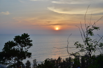 sunset in Cox's Bazar over mountain