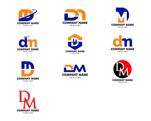 Set of Initial Letter DM Logo Template Design