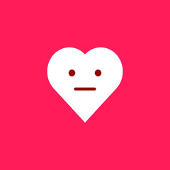 Withe heart with emotions on a red background. Emoji poker face heart