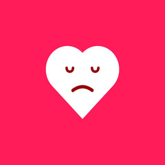Black contour heart with emotions on a white background. Emoji sad heart