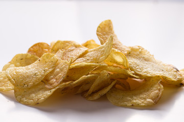 chips on a white background