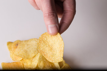 chips on a white background