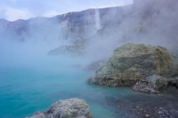 Beautiful Crater Lake in Ijen Volcano