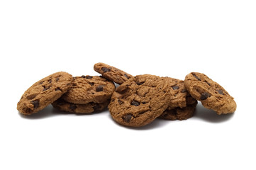 Chocolate chip cookies isolate on white background.