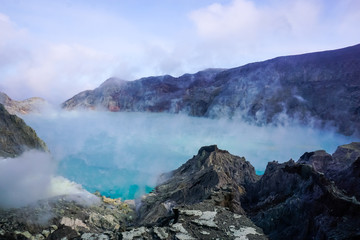 Fototapeta na wymiar Beautiful Crater Lake in Ijen Volcano