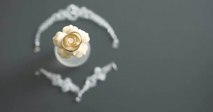 wedding rings on table bride accessory