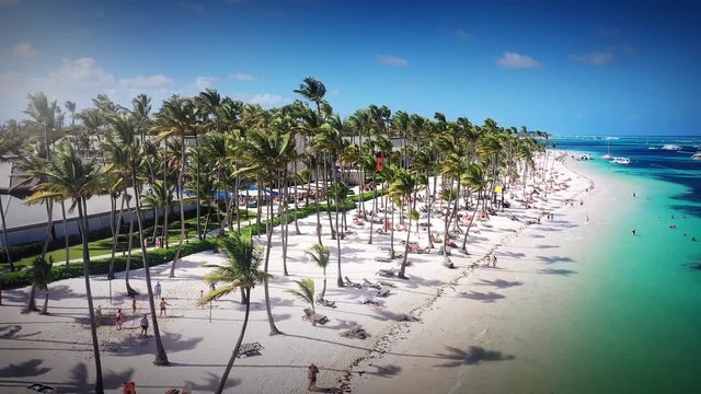 aerial view of a wonderful caribbean beach in Punta Cana, Dominican Republic