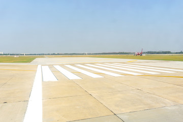 Plane take off The road way in the airport