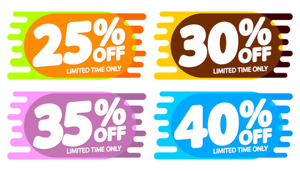 Set Sale bubble banners design template, discount tags, vector illustration