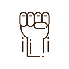 hand with fist up, line style icon