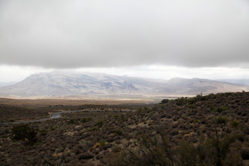 View of mountain red rock canyon national park in Foggy day at nevada,USA.