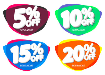 Set Sale bubble banners design template, discount tags, vector illustration