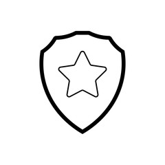 Shield with star outline icon. Symbol, logo illustration for mobile concept and web design.