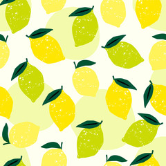 Vector seamless pattern with lemons and limes. Trendy hand drawn textures.