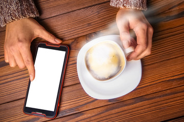 a female hands and coffee