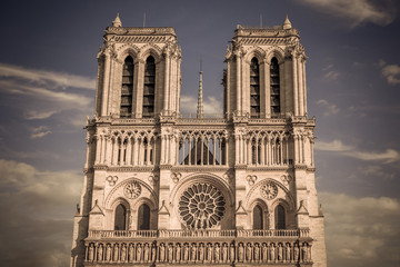 Fototapeta premium Two Towers of Notre-Dame Cathedral with Spire
