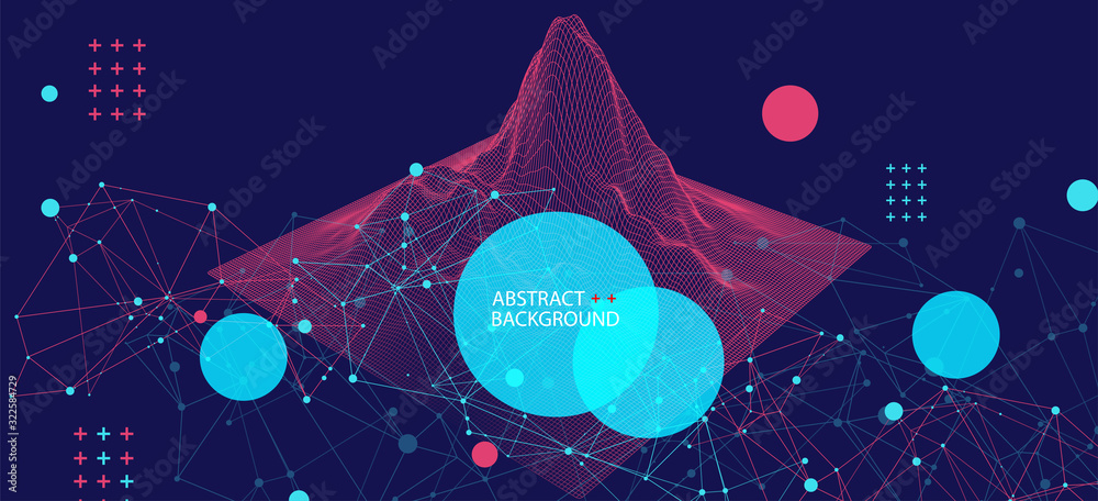 Wall mural template for science and technology presentation. plexus style background.