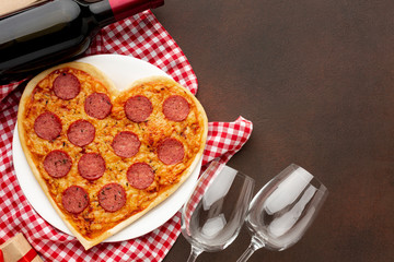 Top view valentines day assortment with pizza