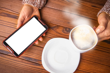 a female hands and coffee