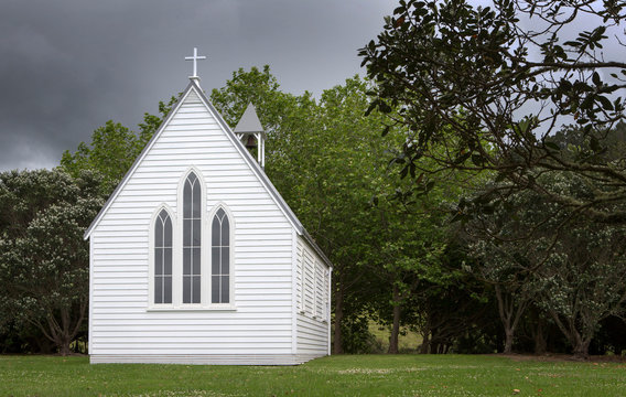 Church At Waiheke Island Auckland New Zealand. Man O War Bay