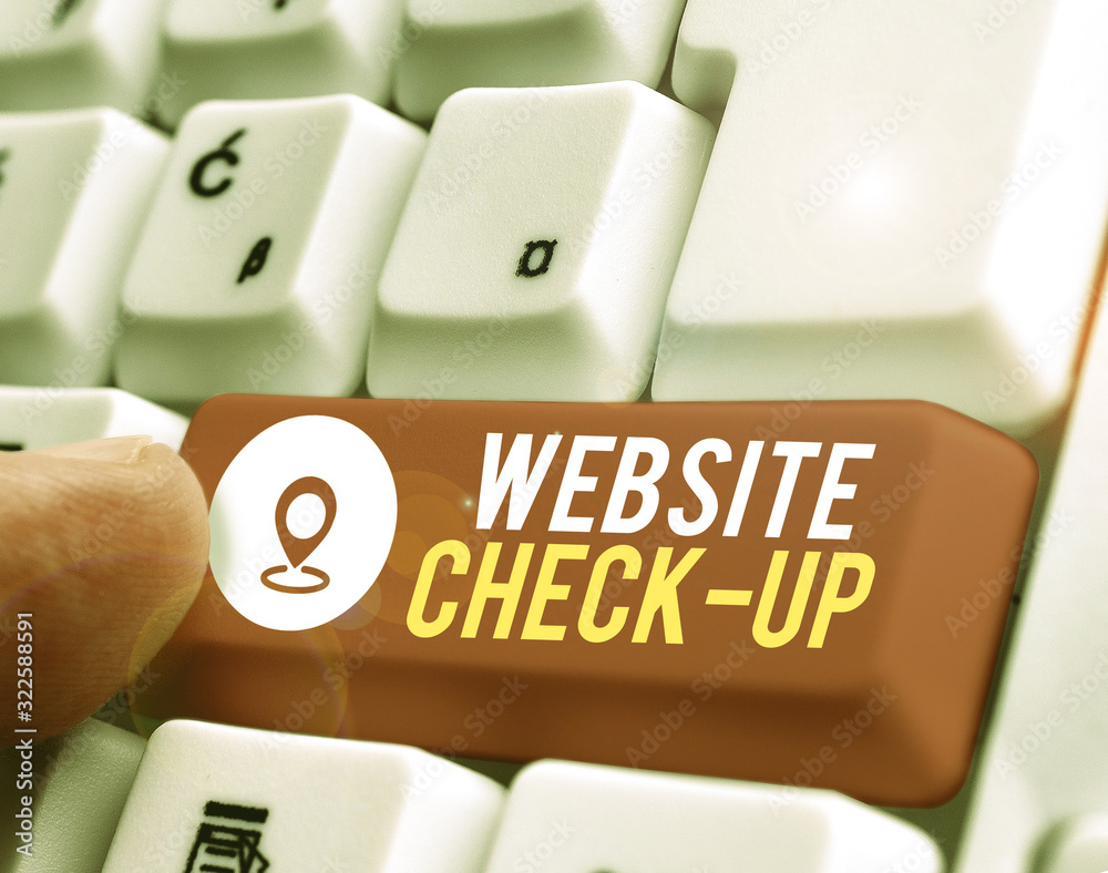 Fototapete Conceptual hand writing showing Website Check Up. Concept meaning an examination of a website to see if something is in order