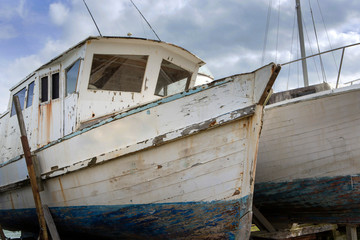 Waiheke Island Auckland New Zealand. Abandoned fishing boat