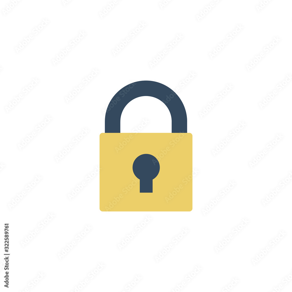 Poster security padlock on white background