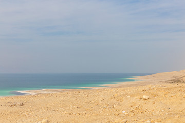 Fototapeta na wymiar The eastern shore of the Dead sea. Jordan.