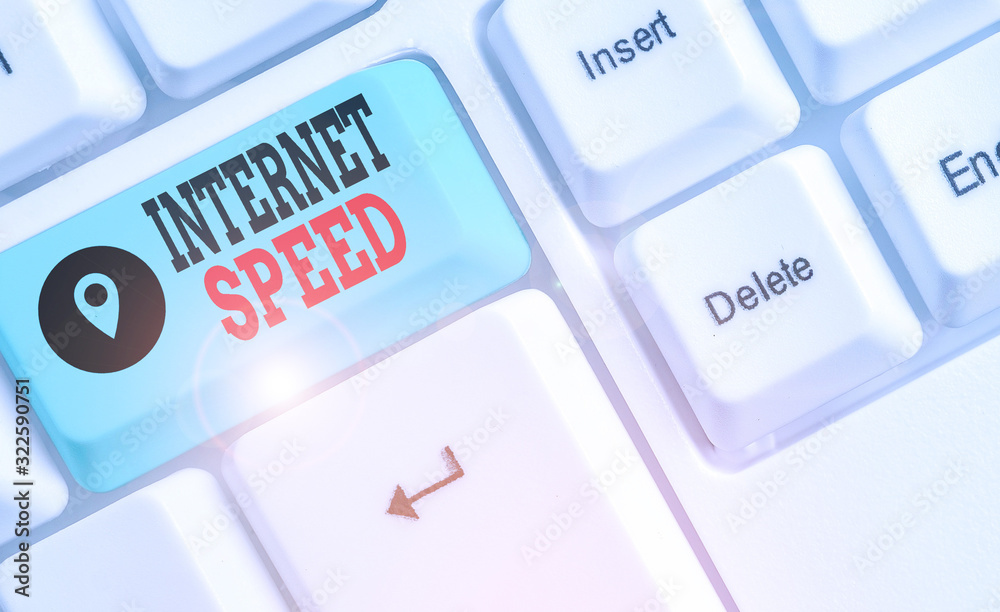 Poster text sign showing internet speed. business photo text the rate which internet connection is able to 