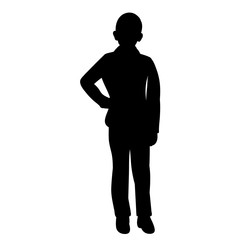 isolated, black silhouette boy, child