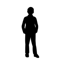isolated, black silhouette boy, child