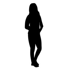 isolated, black silhouette girl stands