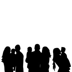 black silhouette portrait parents and children, families