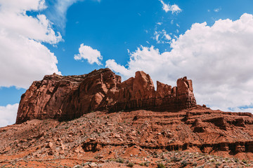 Fototapeta premium Panorama with famous Buttes of Monument Valley from Arizona, USA. Red rocks landscape - Image