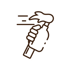 hand holding a bottle torch icon, line style