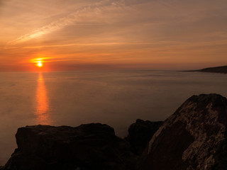 Splendide coucher du soleil en pose longue