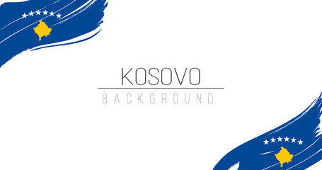 Kosovo flag brush style background with stripes. Stock vector illustration isolated on white background.