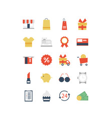 set of icon shopping, e-commerce on white background