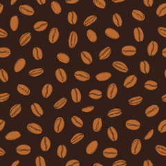 Vector seamless pattern with hand drawn  coffee  beans