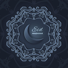 Eid Mubarak greetings with ornamental background
