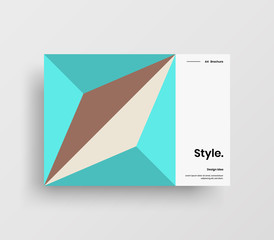 Creative business presentation vector A4 horizontal orientation front page mock up. Modern corporate report cover abstract geometric illustration design layout. Company identity brochure template.