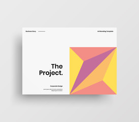 Creative business presentation vector A4 horizontal orientation front page mock up. Modern corporate report cover abstract geometric illustration design layout. Company identity brochure template.
