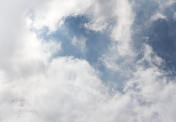 Obraz premium white cloud and blue sky background and texture. cloudy day in summer.