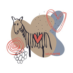 Vector cards with hand drawn zebra. Valentine's Day cards.